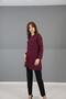 O-Neck Long Sleeve Blouse- Plum - 2