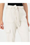 Cream Linen Blend Jogger Fit Canvas Pants 50263722-Vr071 - 5