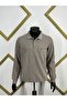 Men's Large Size Polo Neck Pocket Beige Thessaloniki Knitted Sweater 2142 - 3