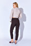 Coffee Poly Viscose Soft Textured Lycra High Waist Pencil Stretch Tight Leg Women's Trousers Ek100669246 - 6
