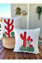 Panch Punch Cactus Model 2 Piece Set Throw Pillow Cover Handmade Ecru Color