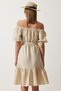 Carmen Collar Belted Summer Muslin Dress Cream Lmx0063 - 6