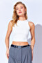 Super Slim Fit Ecru Halter Neck Sleeveless Ribbed Top |   Mkn179371-01 - 6