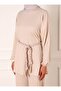 Balloon Sleeve Tunic and Trousers Set - Belt Detailed - Beige - Refka - 5