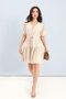 Dress with Balloon Sleeves and Gathered Waist - Stone