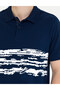 Navy Blue Slim Fit 100% Cotton Buttoned Polo Collar T-Shirt 50263931-Vr033 - 7