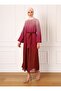 Belted Gradient Patterned Chiffon Hijab Evening Dress - Pink - Refka - 3