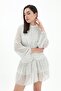 Gathered Polka Dot Chiffon Dress - Ecru - 6