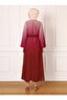 Belted Gradient Patterned Chiffon Hijab Evening Dress - Pink - Refka - 5