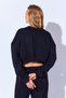 Black High Crop Luxury Three Yarn Heavy Rib Long Sleeve Women's Sweatshirt Ek 100279401 - 6
