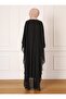 Chiffon Cape Belted Hijab Evening Dress - Black - Refka - 5