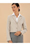 Beige Striped Crop Jacket 50273066-VR011 - 3