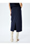 Regular Waist Midi Length Pencil Skirt - Back Slit Detail - 4