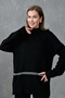 Stretchy Knitwear Stripe Detail Oversize Sweater and High Waist Wide Leg Trousers Black Knitwear Suit 3040 - 2