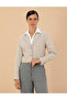 Beige Striped Crop Jacket 50273066-VR011