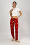 Red Teddy Bear Women's Soft Textured Pajama Bottoms Cotton - 2