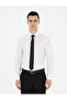 White Shiny Satin Slim Fit Long Sleeve Basic Shirt 50286102-Vr013