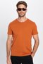 Unisex Slim Fit Slim Fit 100% Cotton Soft Textured Cinnamon Color Crew Neck T-Shirt - 3