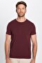 Men's Slim Fit Slim Fit Cotton Soft Textured Stretch Fabric Plain Basic Claret Red Crew Neck T-Shirt - 4
