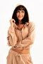 Crop Hooded Zippered Mink Women's Sweatshirt - Atria