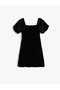 Velvet Dress with Balloon Sleeves and Ruffles with Glitter Detail