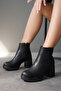 Women's Short Heeled Platform Boots Gona Black - 2