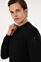 Men's Slim Fit Quarter Turtleneck Black Basic Knitwear Sweater 50298201-Vr046 - 2