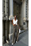 High Waist Leopard Camel Wide Leg Women's Jeans with Drawstring Waist