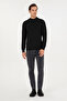 Men's Slim Fit Quarter Turtleneck Black Basic Knitwear Sweater 50298201-Vr046 - 4