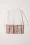 Crew Neck Long Sleeve Rabbit Printed Skirt Girl's Ecru-Brown Color Sweat Suit - 3