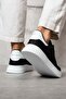 Black Color White Detailed Lace up Men's Sneakers - 3