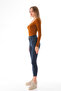 Women's Viscose Low-cut Collar Bodysuit with Snap Fasteners - Brown - 3