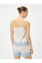 Strappy Pajama Top with Floral Embroidery and U-Neck - 4