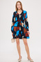 Women's Blue Shirt Collar Detailed Elastic Waist Sleeve Flared Dress Arm-25K 001043 - 4