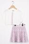 Pink Color Girls' Skirt Set with Elastic Waist and Double Sleeves with Flowers