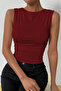 Pleated sleeveless burgundy blouse 5054 - 3