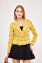 Women's Mustard-Black Double Breasted Collar Tweed Crop Jacket Arm-24K 001014 - 5
