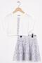 Blue Color Girls' Skirt Set with Elastic Waist and Double Sleeves with Flowers