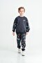 Planet Printed Crew Neck Bottom Top Children's Tracksuit Set - 2