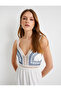 Midi Dress with Straps, Heart Collar, Crochet Detail, Viscose Blend