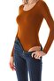 Women's Viscose Low-cut Collar Bodysuit with Snap Fasteners - Brown