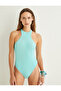 X Şahika Ercümen - Halter Neck Swimsuit with Textured Back Window Detail - 5
