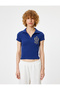 Polo Collar T-Shirt, Ribbed Knit, College Printed, Short Sleeved, Slim Fit - 3