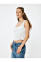 Crop Top Sleeveless Textured Button Lace Detail Slim Fit - 3