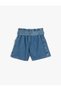 Denim Shorts with Belt Detail, Pockets, Cotton, Elastic Waist - 3