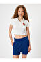 Polo Collar T-Shirt Crop Buttoned Short Sleeve College Embroidered Slim Fit - 3