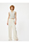 Wide Leg Trousers with Lace-Up Waist in Viscose Blend