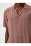 Summer Shirt Short Sleeve Turn-Down Collar Buttoned Viscose Fabric - 5