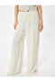 Wide Leg Trousers with Lace-Up Waist in Viscose Blend - 3