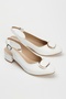 Daily 3 cm Short Thick Heeled Buckle Shoes White - 4
